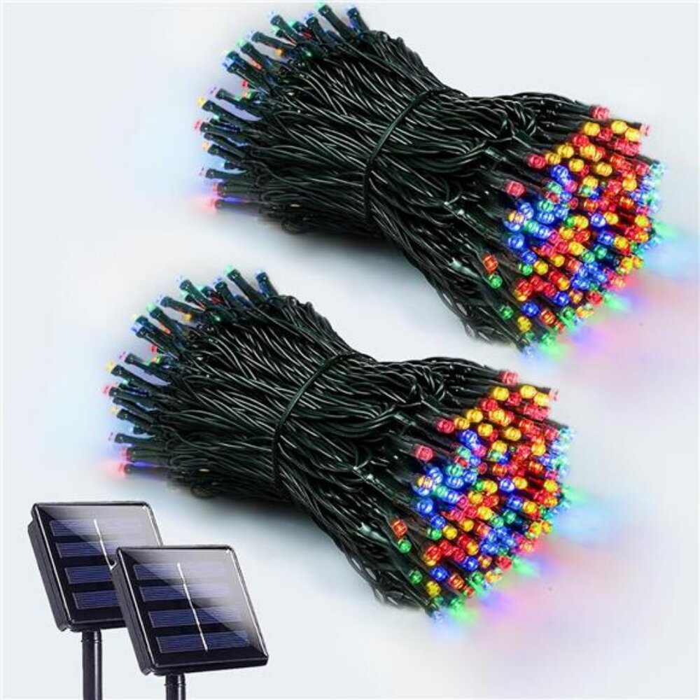 2-Pack 200 LED Solar String Lights, Solar Christmas Lights with 8 Lighting Modes